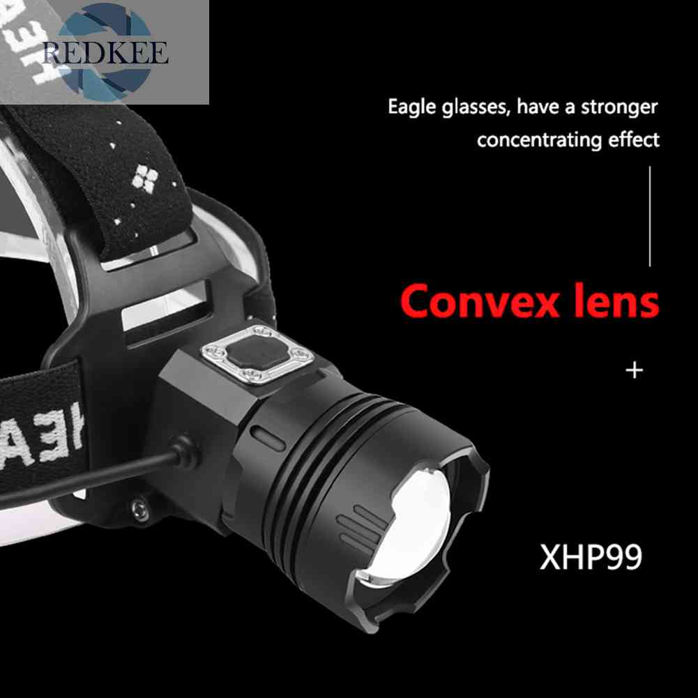 Đèn Pin Đeo Trán XHP99 Cổng Sạc USB Dùng Cho Cắm Trại Ngoài Trời
