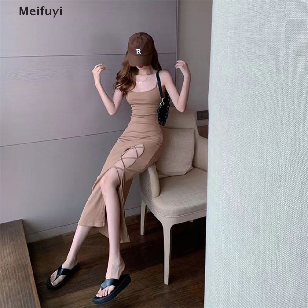 Đầm Hai Dây Màu Trơn Dáng Ôm Gợi Cảm Thời Trang Mùa Hè 2023 Y2K