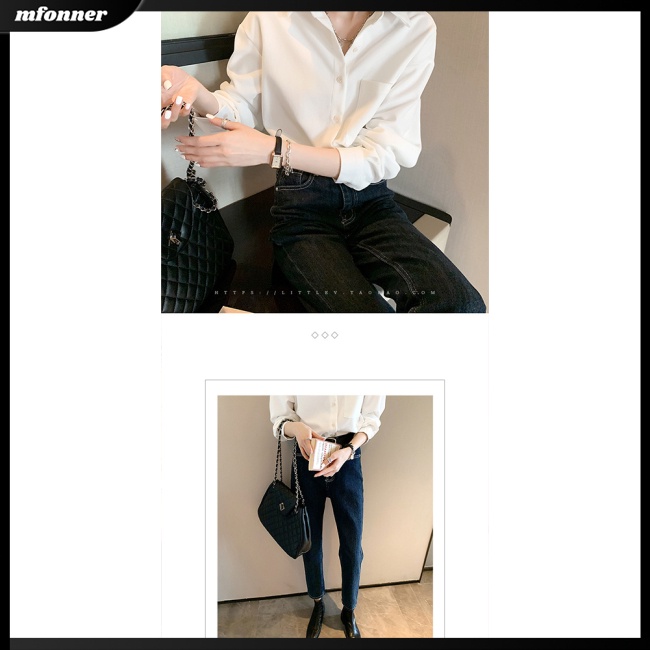 Áo Sơ Mi Tay Dài Dáng Rộng Cài Khuy Kiểu Cổ Điển Thời Trang Công Sở Cho Bạn Gái