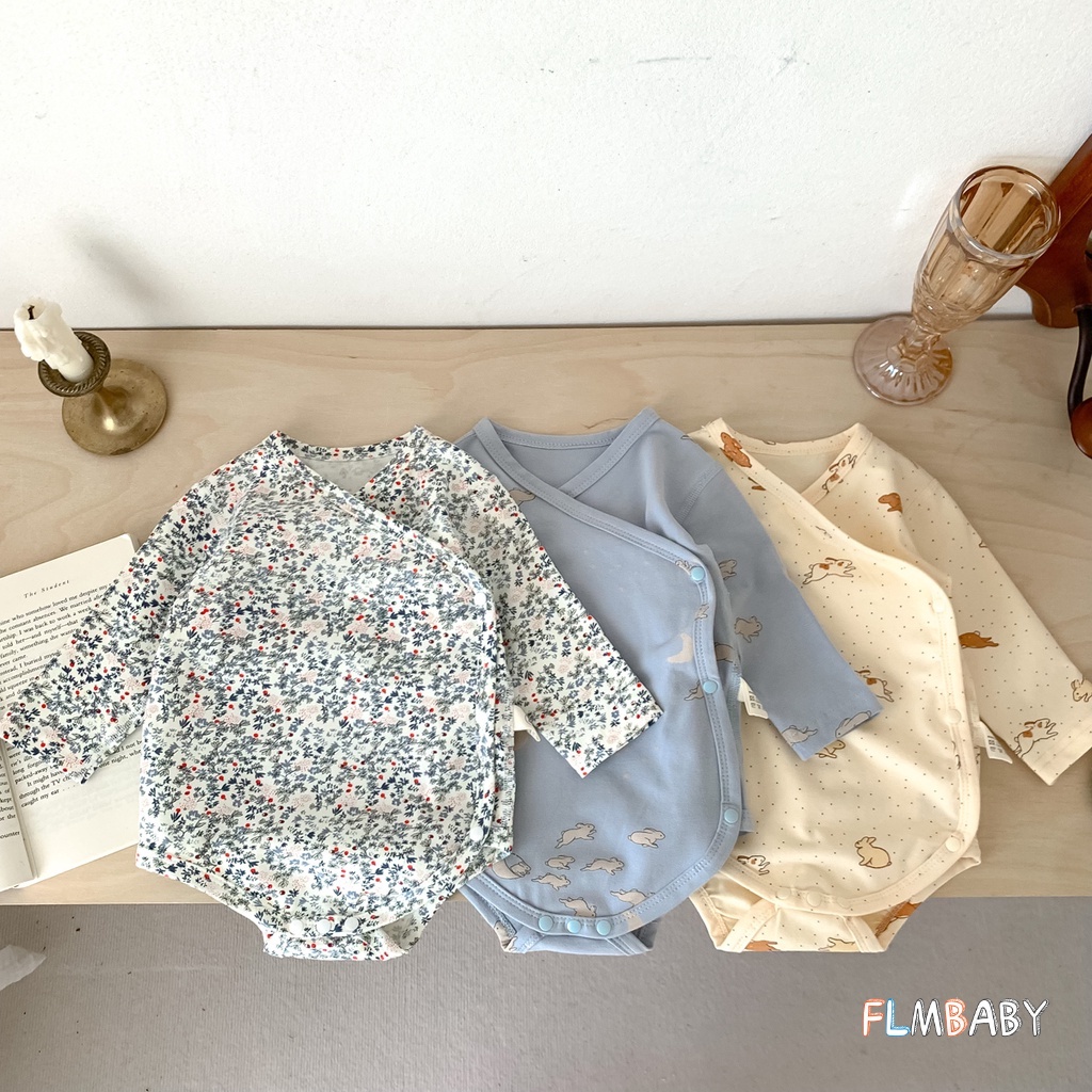 Bộ Áo Liền Quần Tay Dài Chất Liệu Cotton Thời Trang Xinh Xắn Cho Bé Sơ Sinh