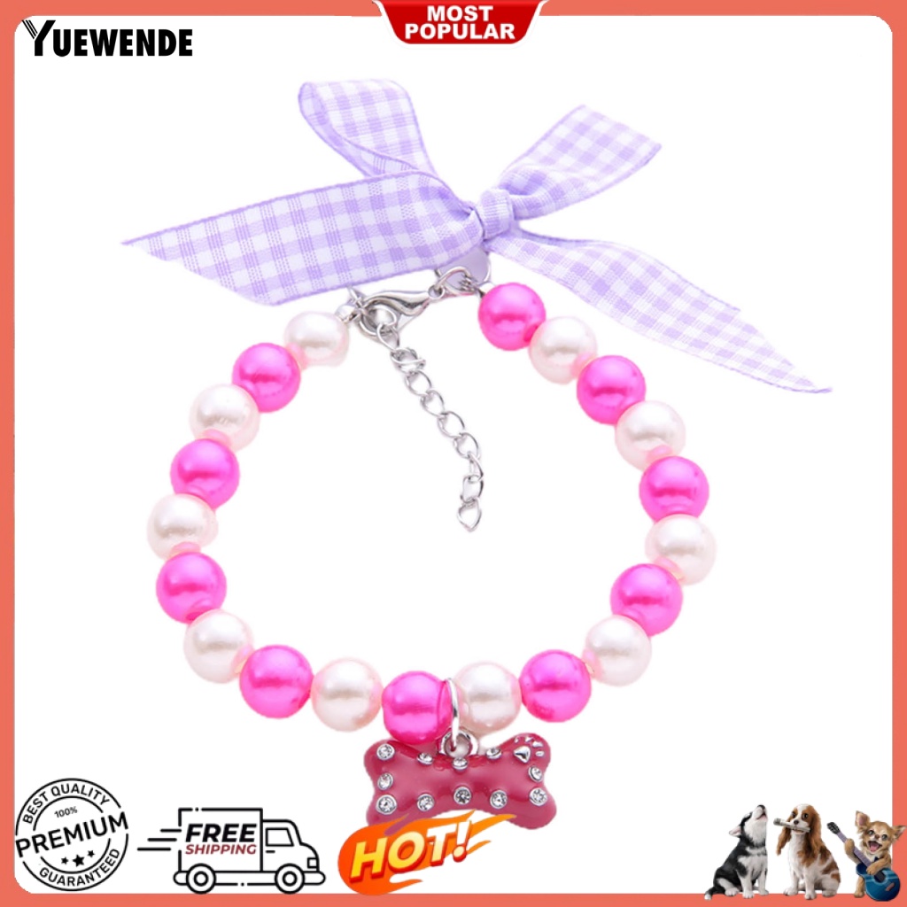 Vòng Cổ Ngọc Trai Giả Thắt Nơ Thời Trang Dành Cho Thú Cưng