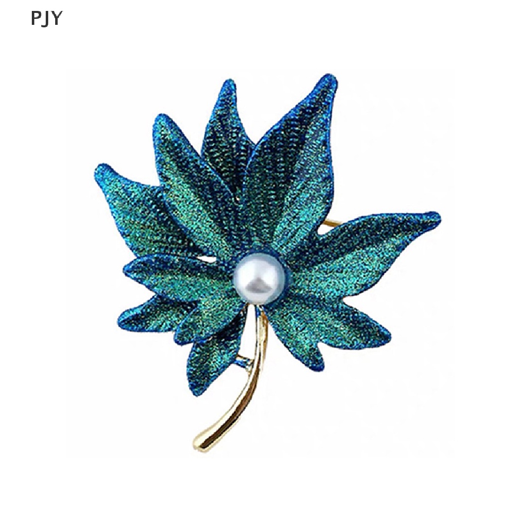Ghim Cài Áo Hình Lá Phong Đính Ngọc Trai Nhân Tạo Cho Nữ PJ