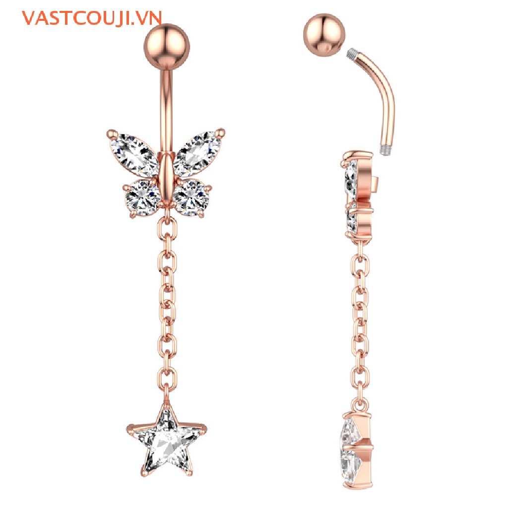 Khuyên RốN HìNh BướM ĐíNh Đá BằNg ThéP Không Gỉ