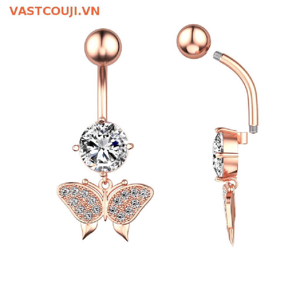 Khuyên RốN HìNh BướM ĐíNh Đá BằNg ThéP Không Gỉ