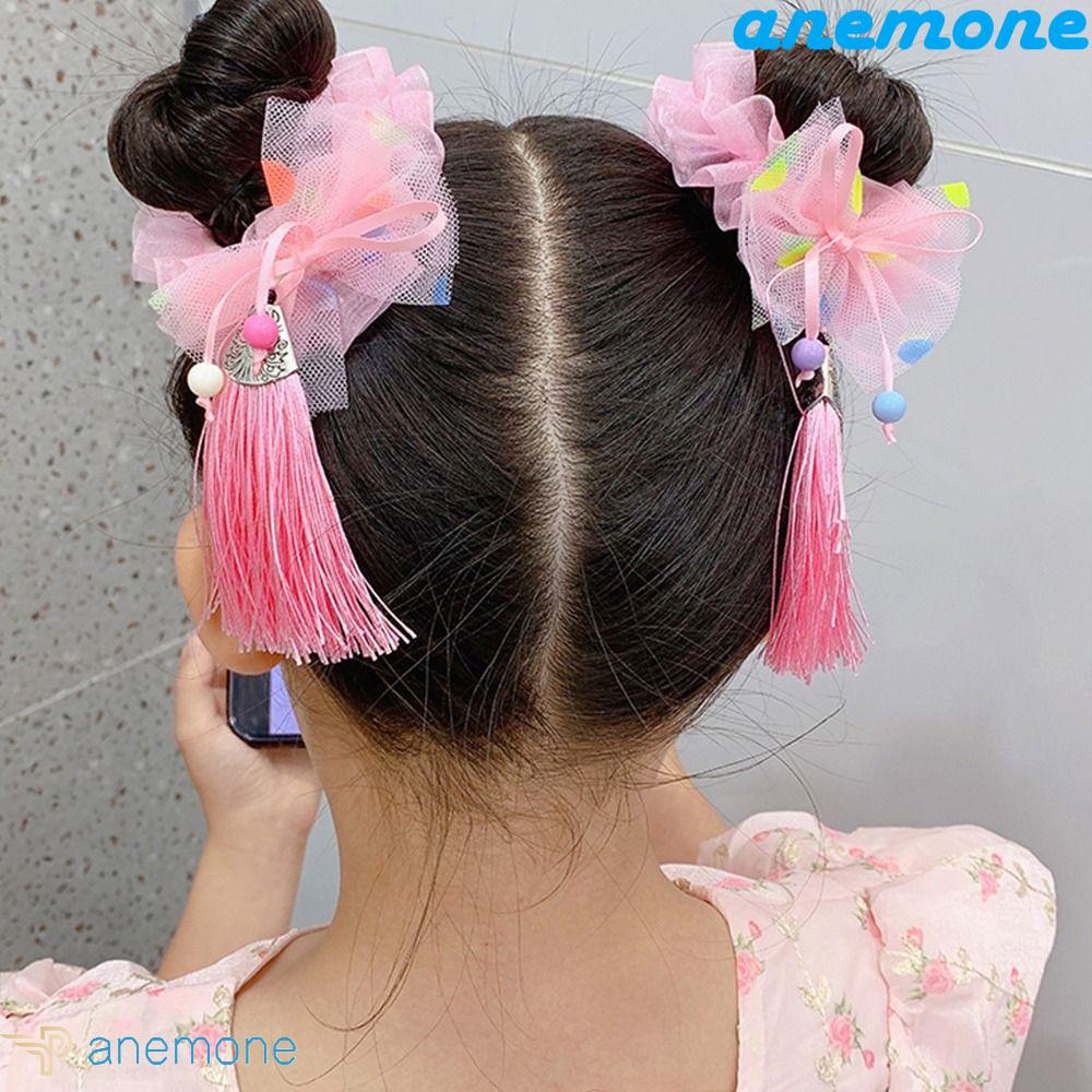 Dây Cột Tóc Đuôi Ngựa In Họa Tiết Hoa / Bướm Nhiều Màu Xinh Xắn Thời Trang Cho Nữ Giá Đỡ