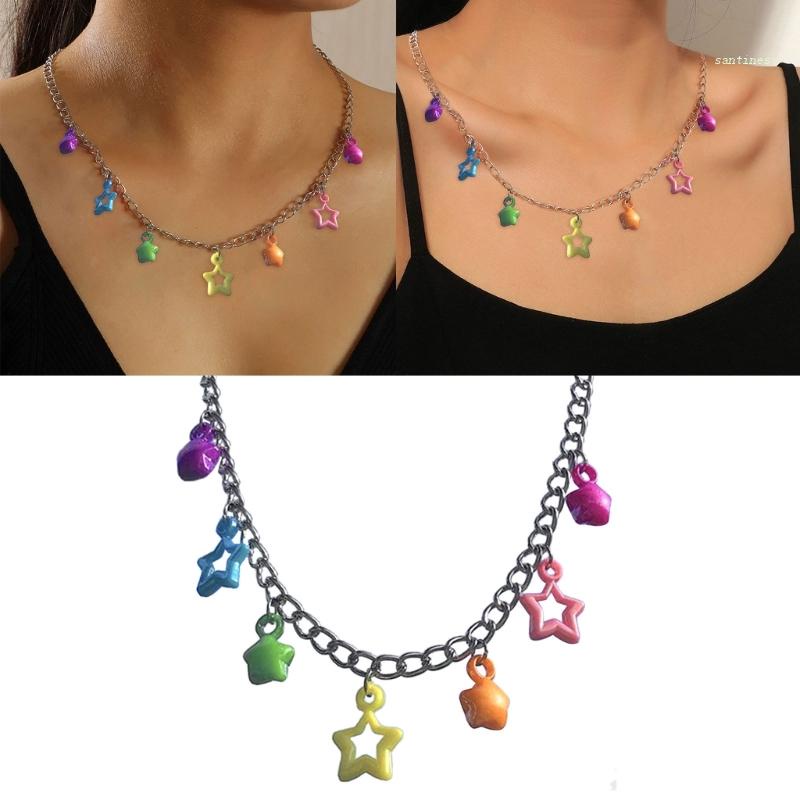 Vòng cổ Mặt Hình Ngôi Sao Năm Cánh Hoạt Hình Bằng Nhựa Resin Phong Cách Âu Mỹ