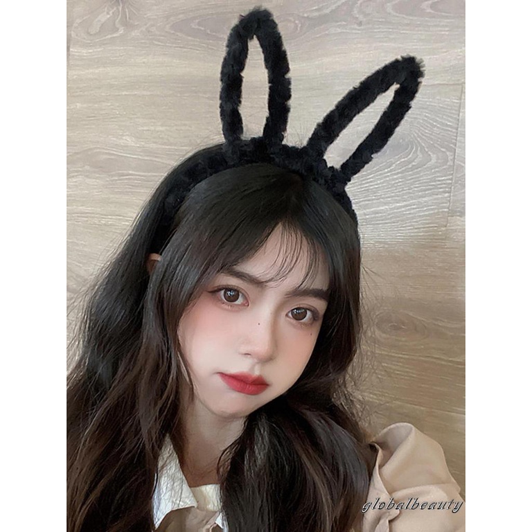 Băng Đô Cài Tóc Hình Tai Thỏ Nhồi Bông Phong Cách Halloween