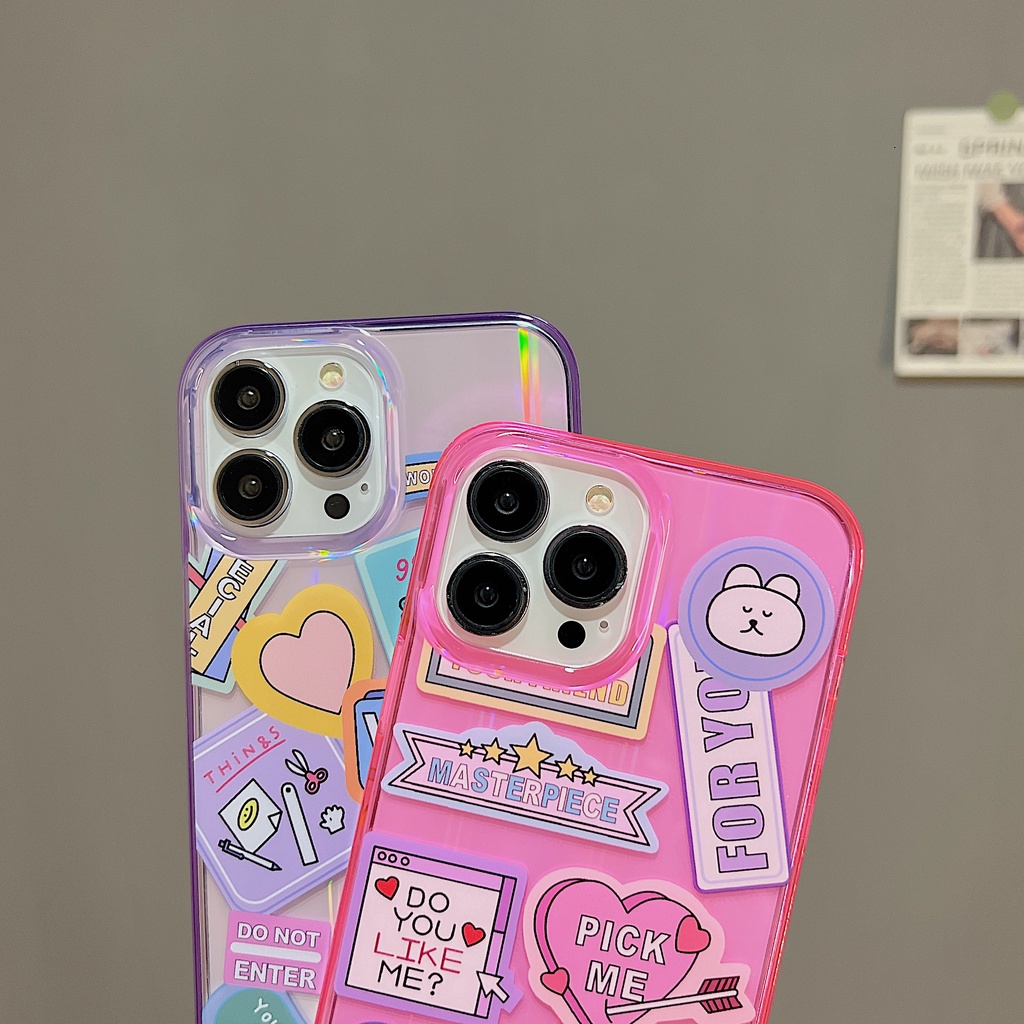 Ốp Điện Thoại tpu Dẻo Trong Suốt Họa Tiết Hoạt Hình Đơn Giản Chống Rơi / Sốc Cho iPhone 11 12 13 14 PRO Max