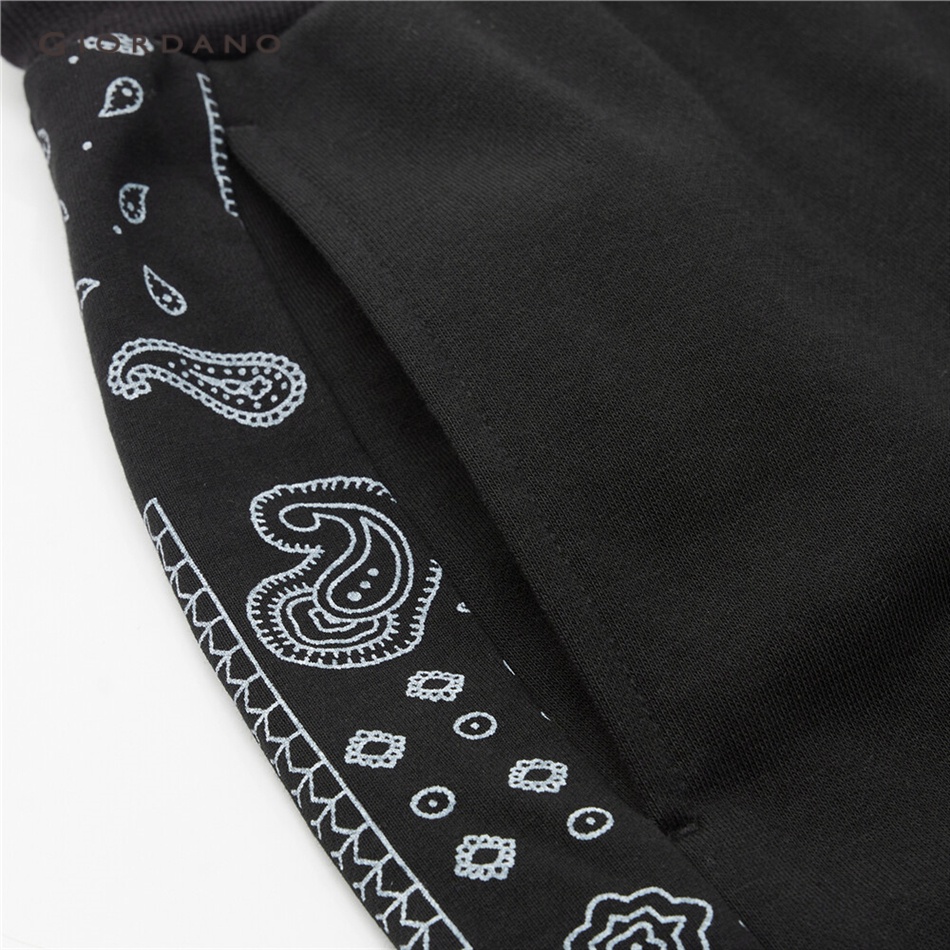 GIORDANO MEN Ethnic style paisley print elastic waist shorts 18103903