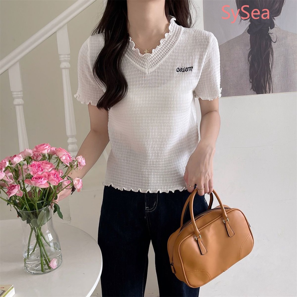 Áo Dệt Kim Ngắn Tay Dáng Rộng Thời Trang Mùa Hè Dành Cho Nữ