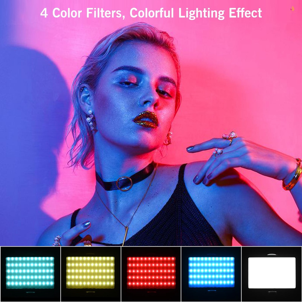 Bộ Đèn LED Andoer Để Bàn Chuyên Nghiệp + Giá Đỡ Ba Chân Điều Chỉnh Được + 120 Hạt Đèn Màu Nhiệt Độ 3200-5600K 14 Mức Độ Sáng