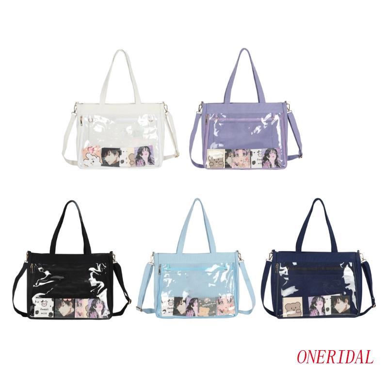 Túi Đeo Chéo Vai Bằng Vải Canvas Có Sức Chứa Lớn Phong Cách Harajuku Dành Cho Nữ