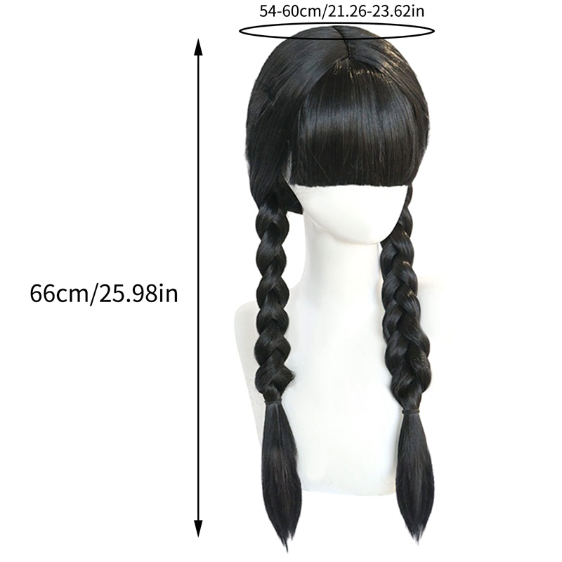 Tóc Giả Hóa Trang Nhân Vật Addams 2023 Cho Bé Gái