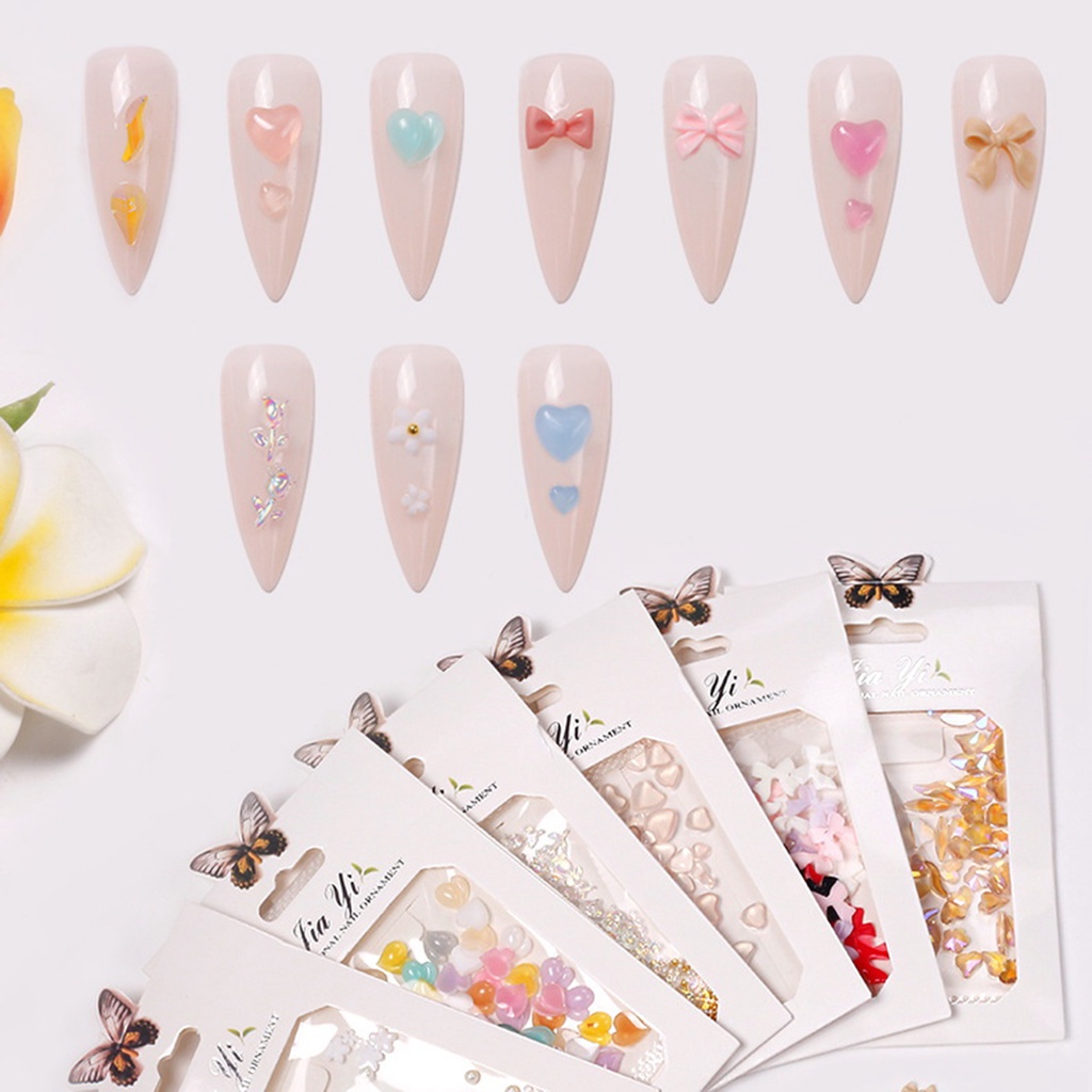 Túi 50 Miếng Dán 3D Trang Trí Móng Tay Nghệ Thuật Không Phai Chống Trầy Xước Không Dễ Phai Màu Có Thể Tháo Rời