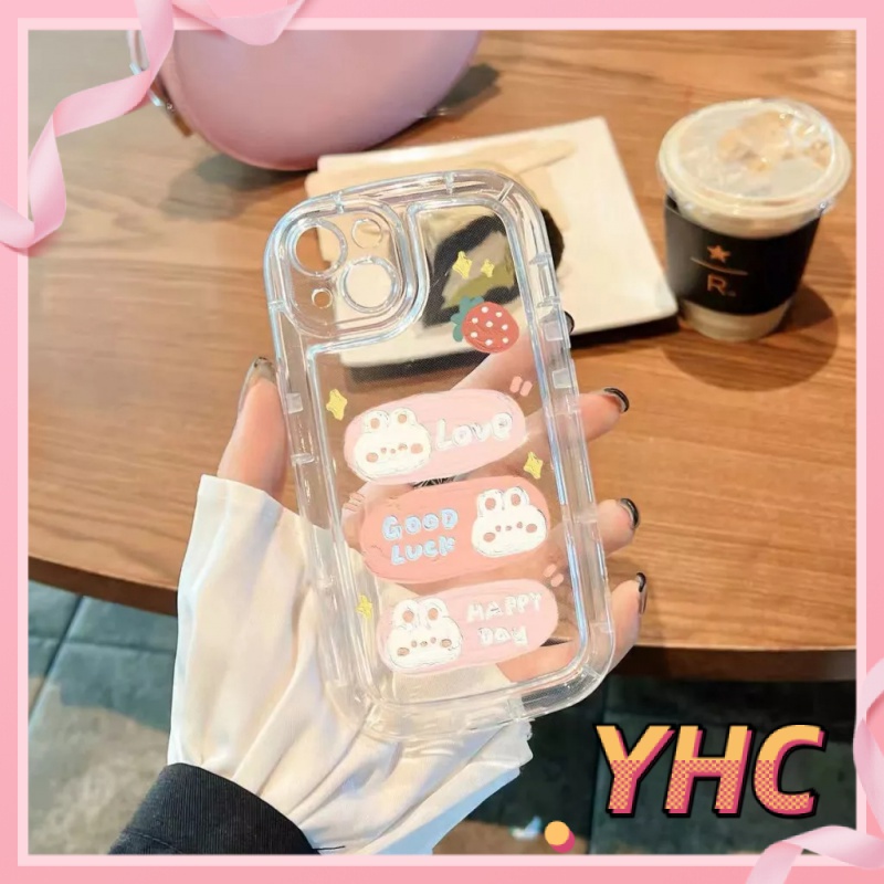 Ốp lưng iphone Vỏ xà phòng giảm xóc trong suốt của dâu tây thỏ màu hồngCho iPhone 6 / 6S / 6splus / se / 7 / 7plus / 8 / 8plus / X / xs / xsmax / 11 / 12 / 13 / 14 / Plus / pro / pro max-403