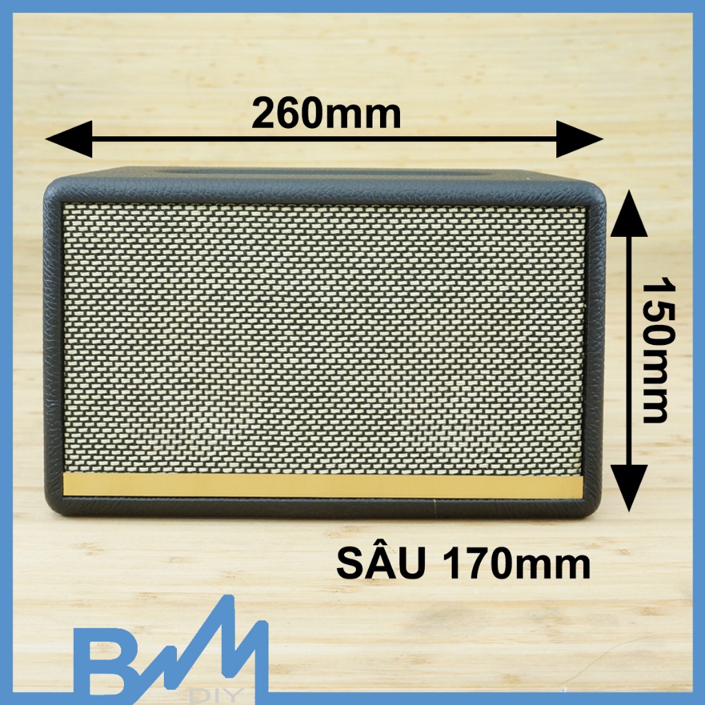 Box loa bọc da hoàn thiện 260x150x170mm ghép loa 3inch thông hơi dáng acton