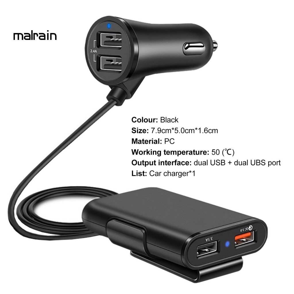 Bộ Sạc USB Màu Đen Đa Năng Cho Xe Hơi