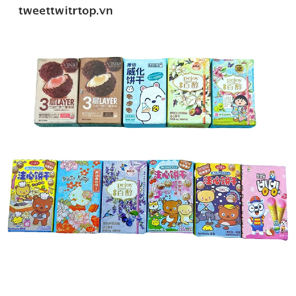 Set 10 Hộp Đựng Kem / Thức Ăn Vặt Mini Tỉ Lệ 1 / 12 Trang Trí Nhà Búp Bê