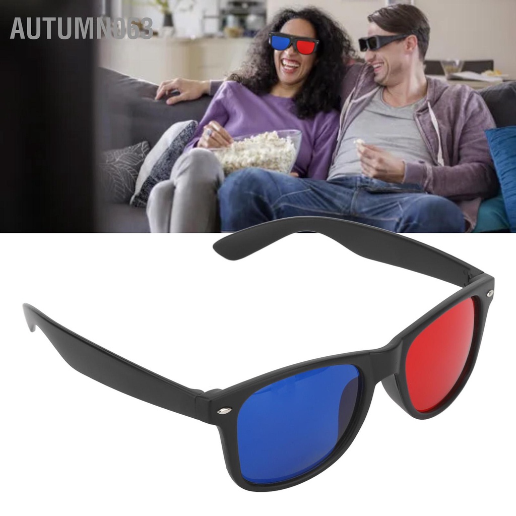 Autumn063 Kính 3D Gọng Nhựa Màu Đen Tròng Nhẹ Dễ Đeo Xanh Đỏ Cho Trò Chơi Phim