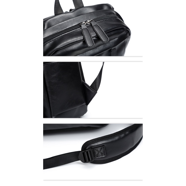 Ba Lô PU Da Chống Thấm Nước Đựng Laptop 15inch Thời Trang Dành Cho Nam Cặp sách học sinh trung học