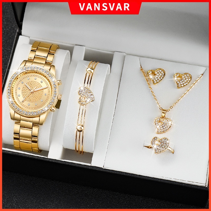Đồng Hồ Quartz Nữ Mặt Đính Hột Xoàn Dây Thép Không Gỉ Thời Trang