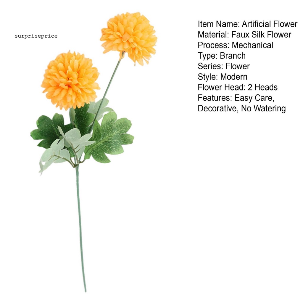 1 Nhánh Hoa Nhân Tạo 2 Đầu Dùng Trang Trí DIY