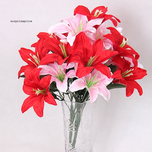1 Bó Hoa Lily Nhân Tạo 10 Bông Trang Trí Tiệc Cưới