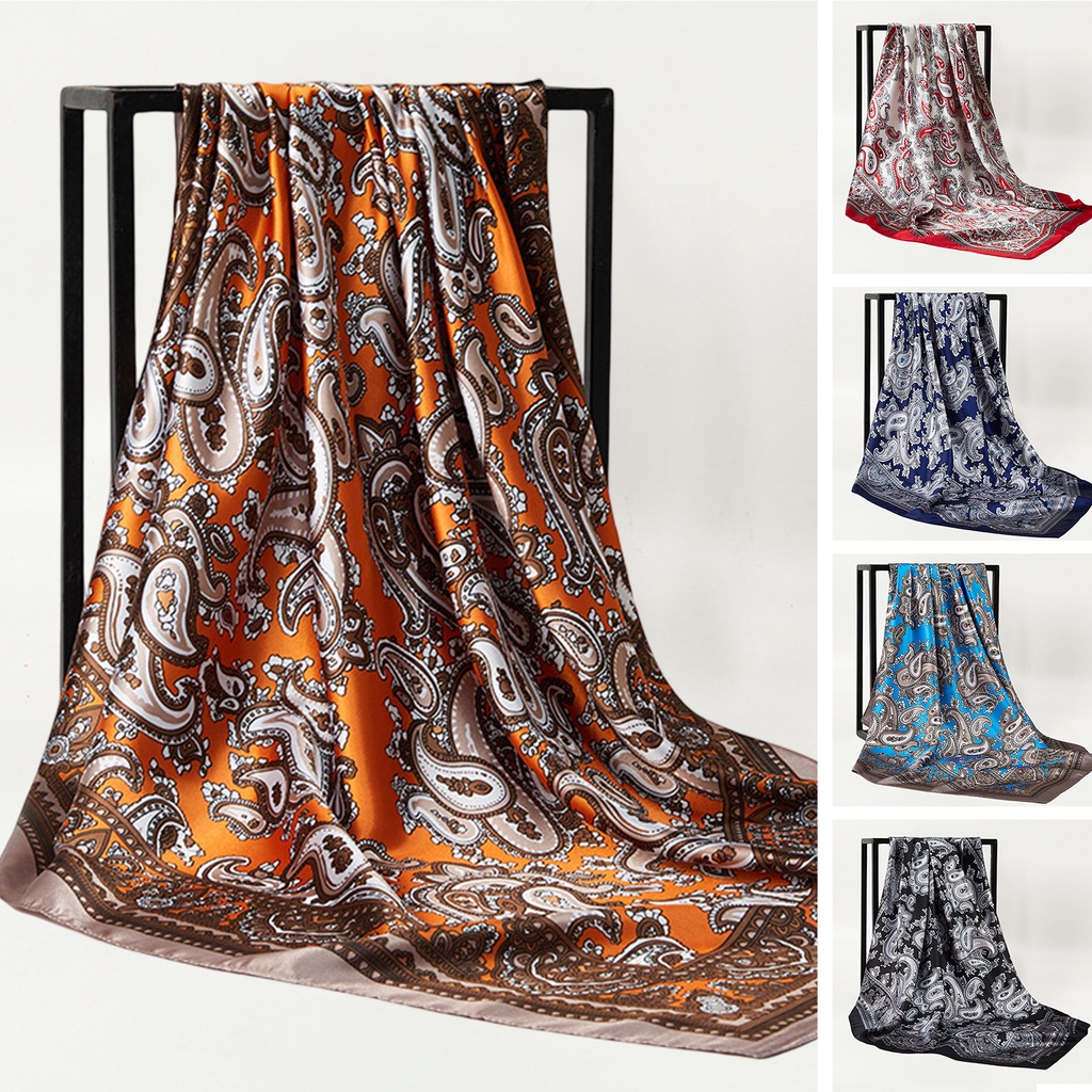 Khăn Choàng Cổ Vuông Bằng Vải Mềm Màu Tương Phản Phong Cách Retro Thời Trang Mùa Hè Dành Cho Nữ