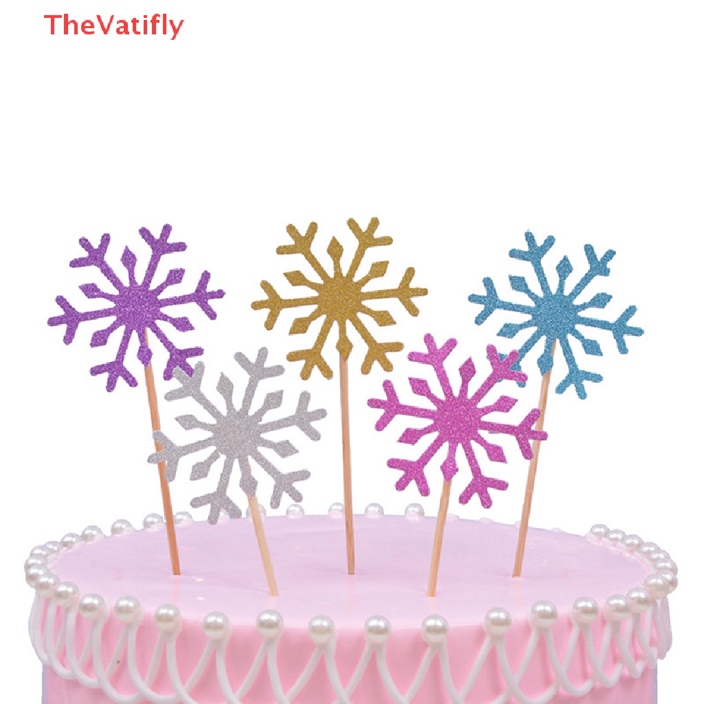 [Thevalifly] Set 20 Topper Trang Trí Bánh Kem Hình Bông Tuyết Giáng Sinh
