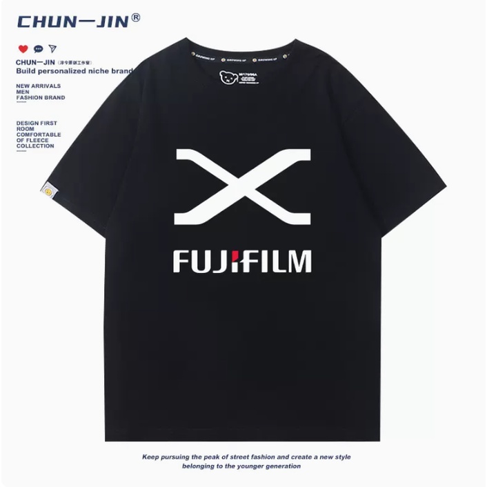 Áo Thun Cotton Trơn Ngắn Tay In Hình Fujifilm