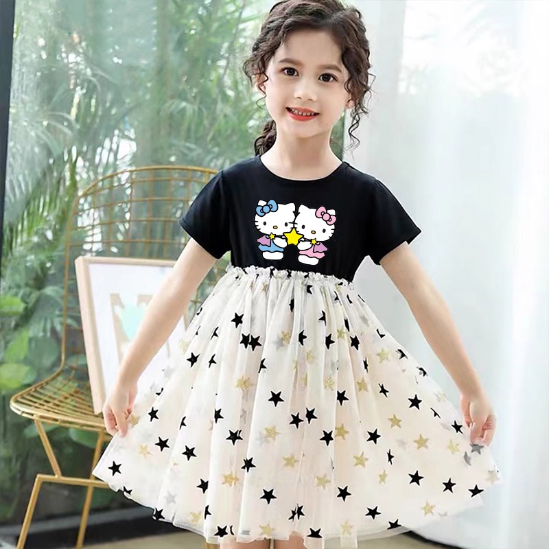 Đầm Hello Kitty In Họa Tiết Ngôi Sao Ngọt Ngào Cho Bé Gái 2-8 Tuổi
