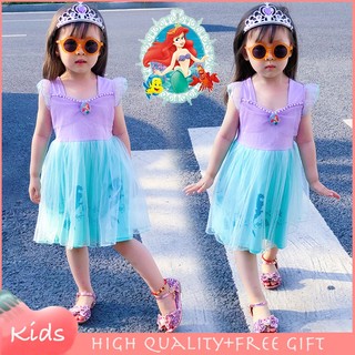Đầm công chúa nàng tiên cá bằng cotton không tay cho bé gái
