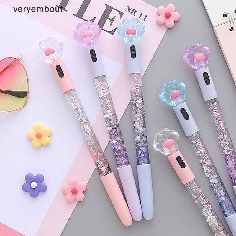 Bút Mực Gel Hình Chân Mèo Có Đèn Led Dễ Thương