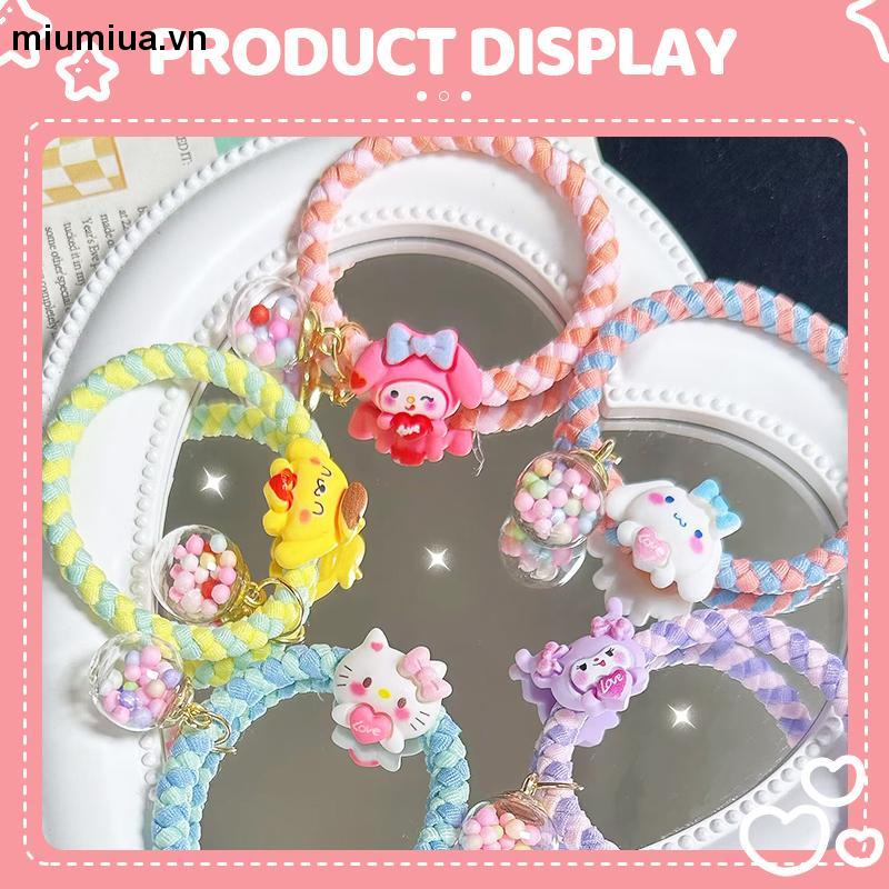 miumiuaSanrio Dây Buộc Tóc Cao Su Bện Hình Động Vật Hoạt Hình Nhiều Màu Sắc Ngọt Ngào Cho Nữ