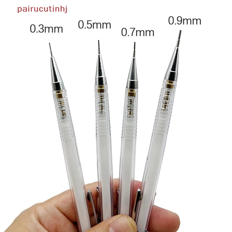 Cặp Bút Chì Bấm Ngòi 0.3 0.5 0.7 0.9mm Trong Suốt Đơn Giản