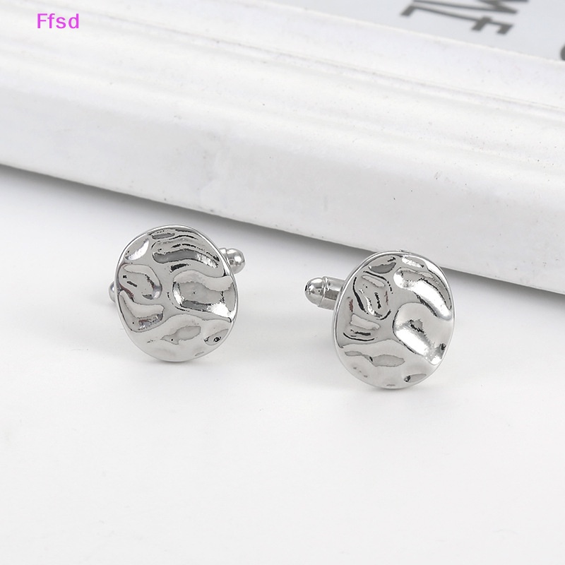 {Ffsd} Khuy Măng Sét Cổ Tay Áo Tròn Họa Tiết Gợn Sóng Vintage Tinh Tế Chất Lượng Cao Làm Quà Tặng Trang Sức Cho Nam * Hàng Bán Chạy