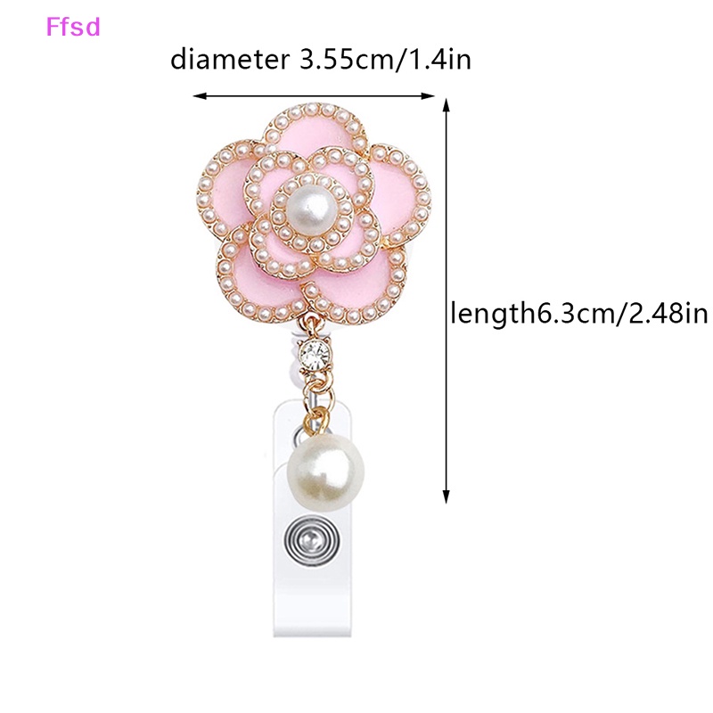 {Ffsd} Kẹp Giữ Thẻ ID Bảng Tên Có Thể Thu Vào Hình Hoa Đính Ngọc Trai Bán Chạy * Bán Chạy