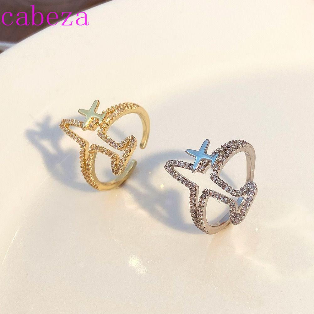 Nhẫn Hở Hình Máy Bay CABEZA Bằng Đồng Thời Trang Vintage