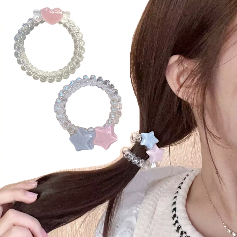 Dây Cột Tóc Co Giãn Mềm Mại Hình Ngôi Sao / Trái Tim Cho Nữ