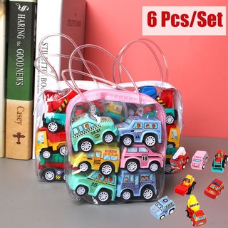 Bộ 6 mô hình xe cứu hỏa đồ chơi mini dạng kéo lưng xe xây dựng cho bé trai