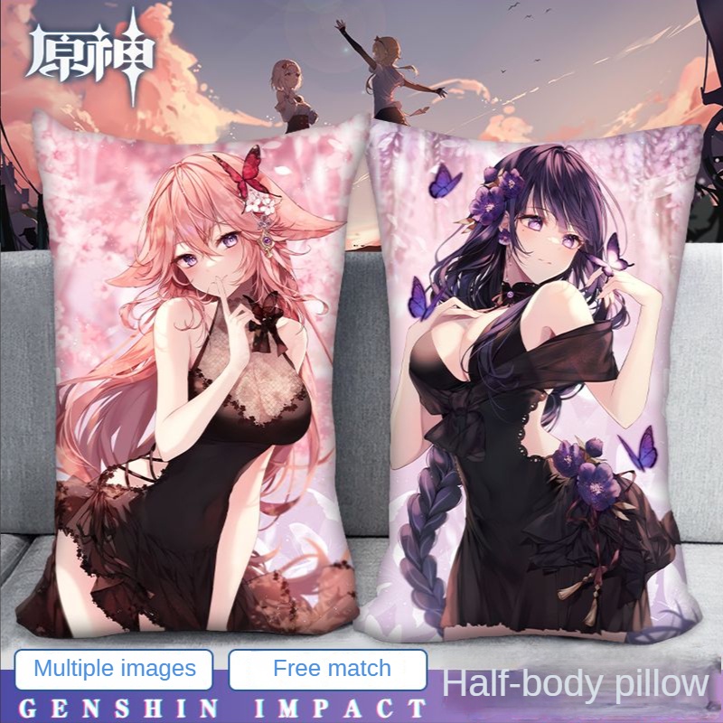 ★Genshin Impact★Gối Anime Hai Chiều Eula & Mona & Nahida & Raiden Gối Bust Phong Cách Bom Thứ Hai