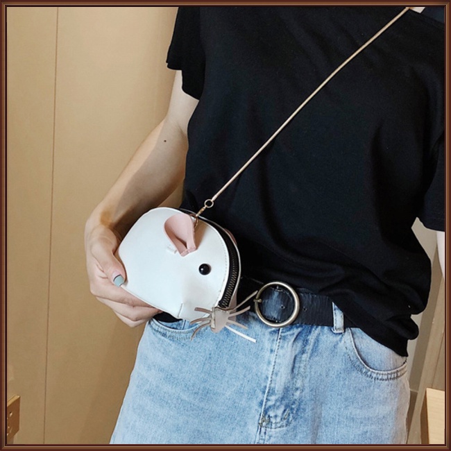 Túi Da PU Đeo Chéo Hình Động Vật Phối Dây Xích Thời Trang Cho Nữ