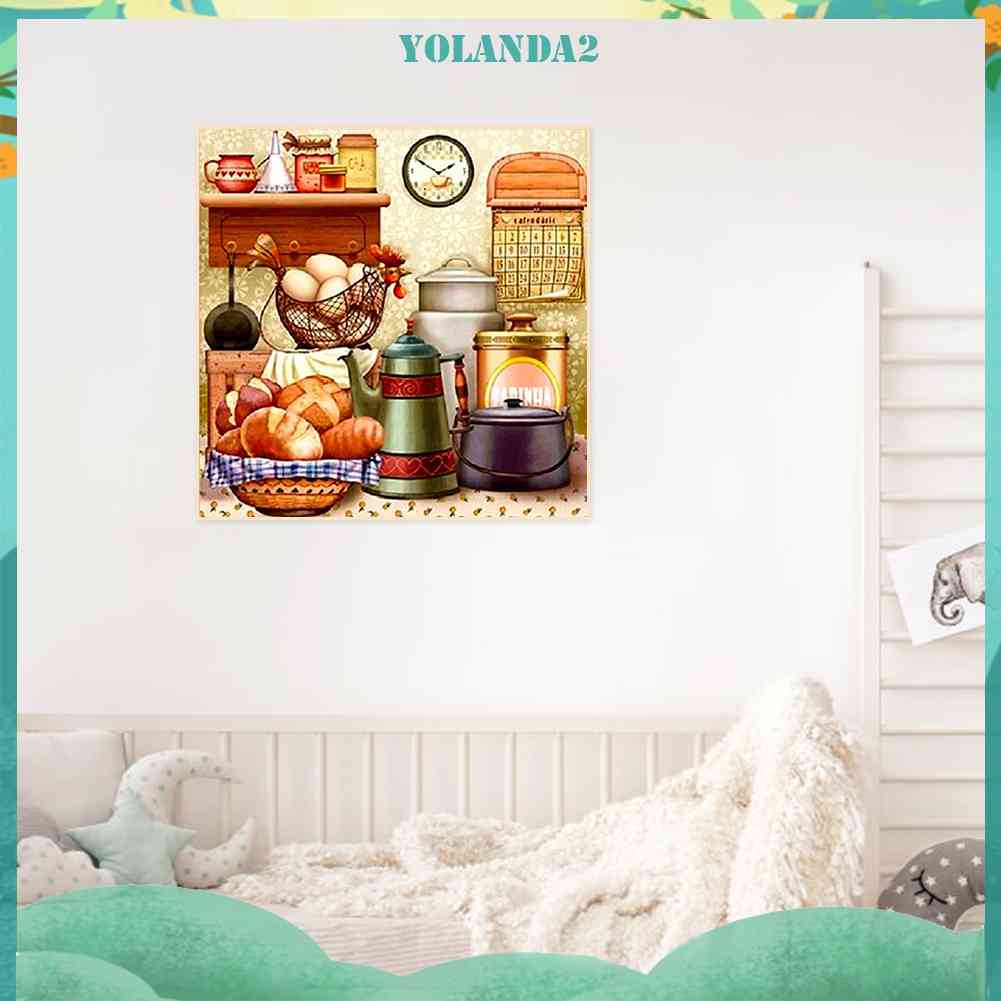 Tranh Đính Đá Kim Cương Toàn Bộ 5D DIY Hình Vẽ Đồ Ăn Trang Trí Nhà Cửa