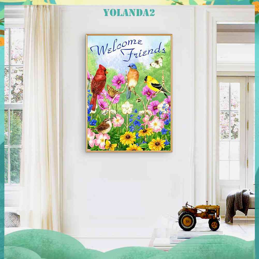 Bộ Tranh Đính Đá 5D Họa Tiết Hoa Và Chim Độc Đáo DIY Dùng Trang Trí Nhà Cửa