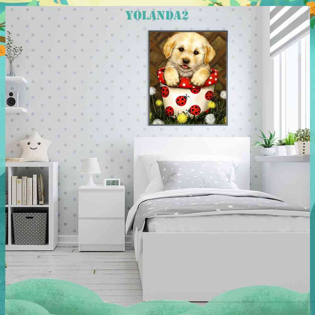 Tranh Đính Đá Kim Cương Toàn Bộ 5D DIY Hình Vẽ Chó Trang Trí Nhà Cửa