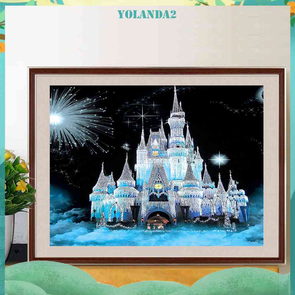 Tranh Đính Đá Kim Cương Toàn Bộ Hình Lâu Đài Tuyết DIY