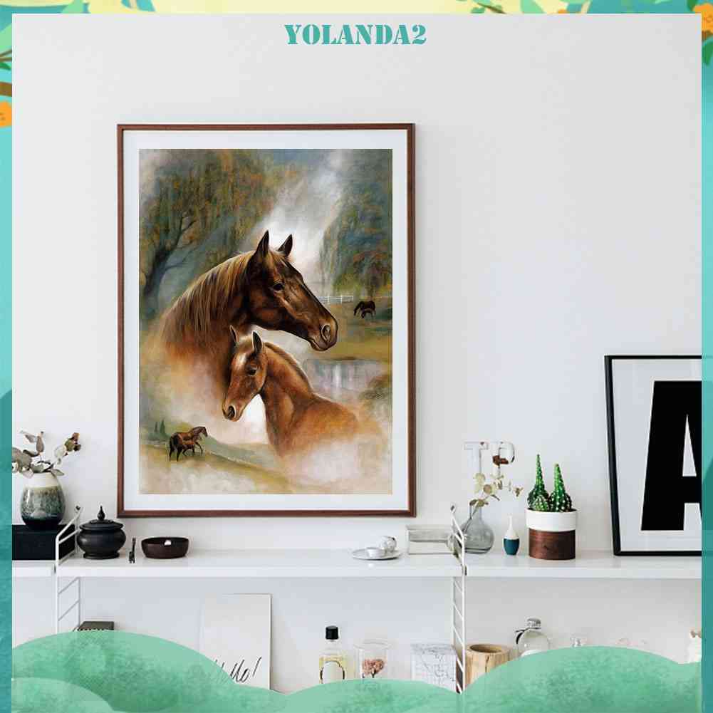 Tranh Đính Đá Kim Cương Toàn Bộ 5D DIY Hình Vẽ Ngựa Prairie