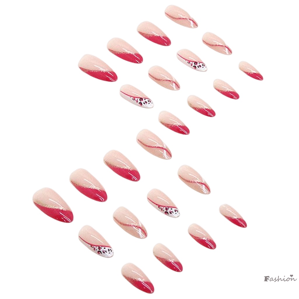 Bộ Móng Tay Giả Trong Suốt Họa Tiết Da Báo Màu Hồng Chống Nước Lâu Trôi An Toàn