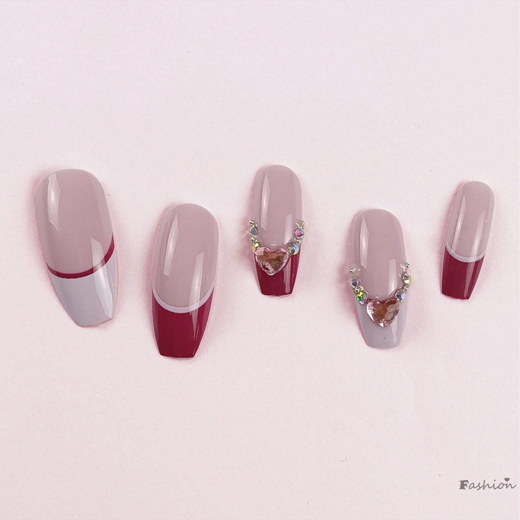 Móng Tay Giả Màu Hồng Đính Đá Lâu Trôi Chống Thấm Nước