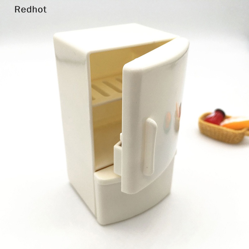 &lt; Redhot &gt; Tủ Lạnh Đồ Chơi Màu Trắng Cho Nhà Búp Bê